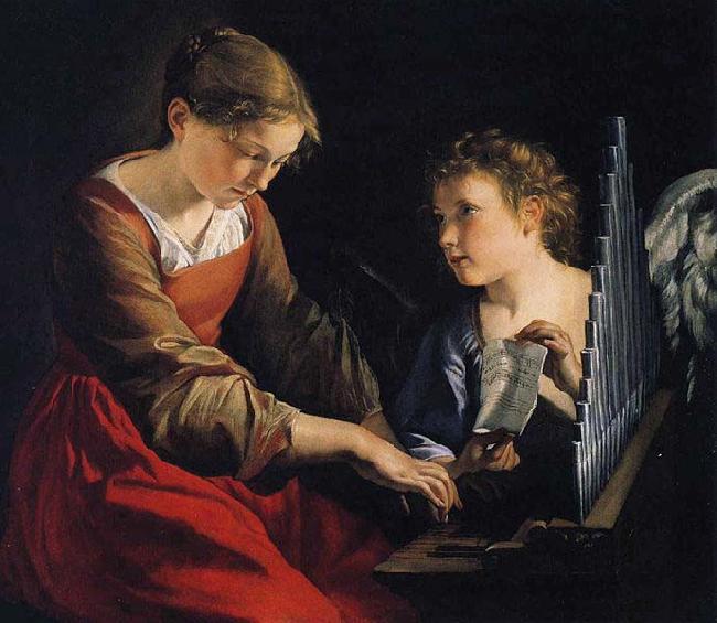 Orazio Gentileschi Saint Cecilia with an Angel oil painting image